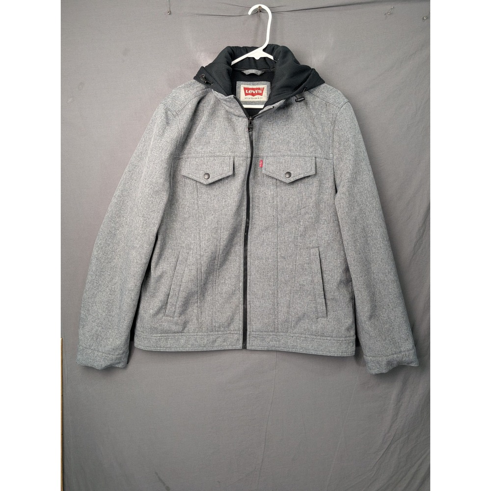 Levis Mens Gray Softshell Hooded Trucker Jacket Large RN 54163